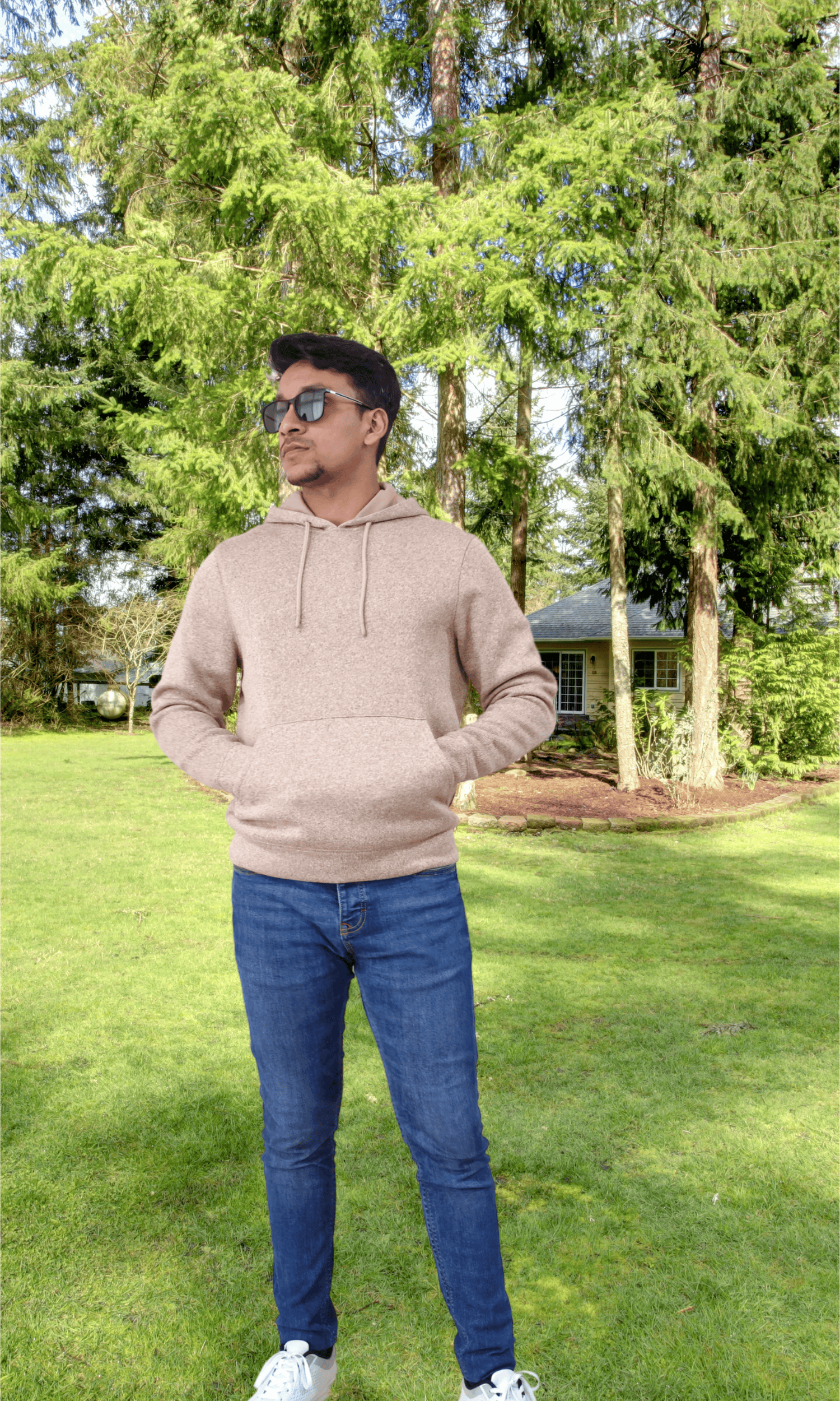 Men's Textured Fleece Hoodie Comfy Casual Soft Warm Outdoor Winter Spring Sweatshirt With Kangaroo Pockets - Brown