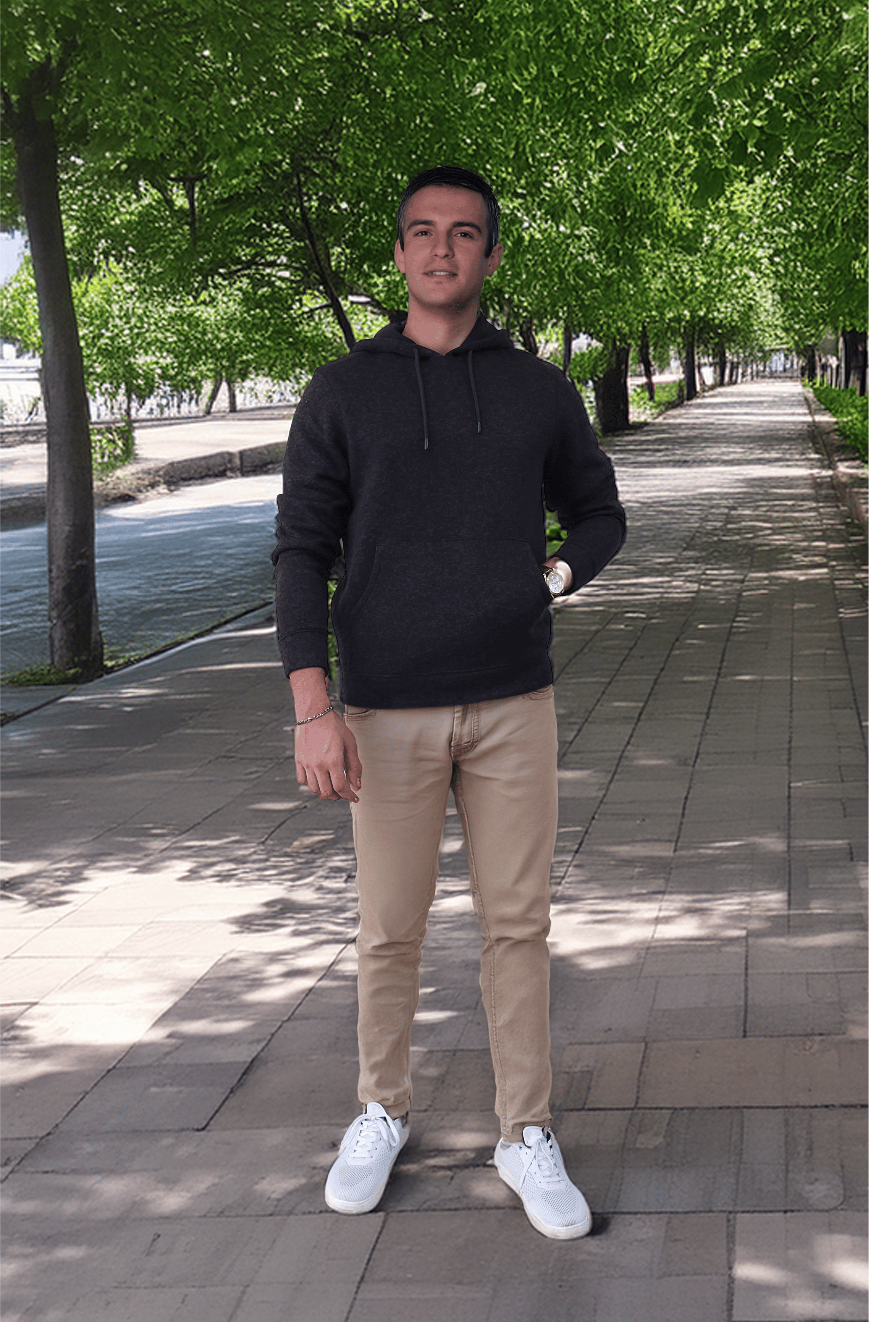 Men's Textured Fleece Hoodie Comfy Casual Soft Warm Outdoor Winter Spring Sweatshirt With Kangaroo Pockets - Black