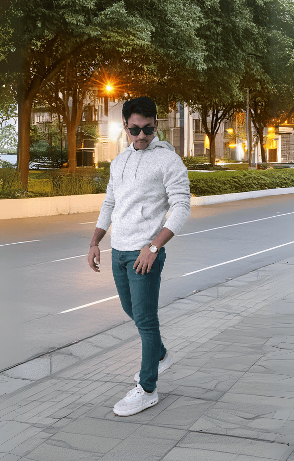 Men's Textured Fleece Hoodie Comfy Casual Soft Warm Outdoor Winter Spring Sweatshirt With Kangaroo Pockets - White