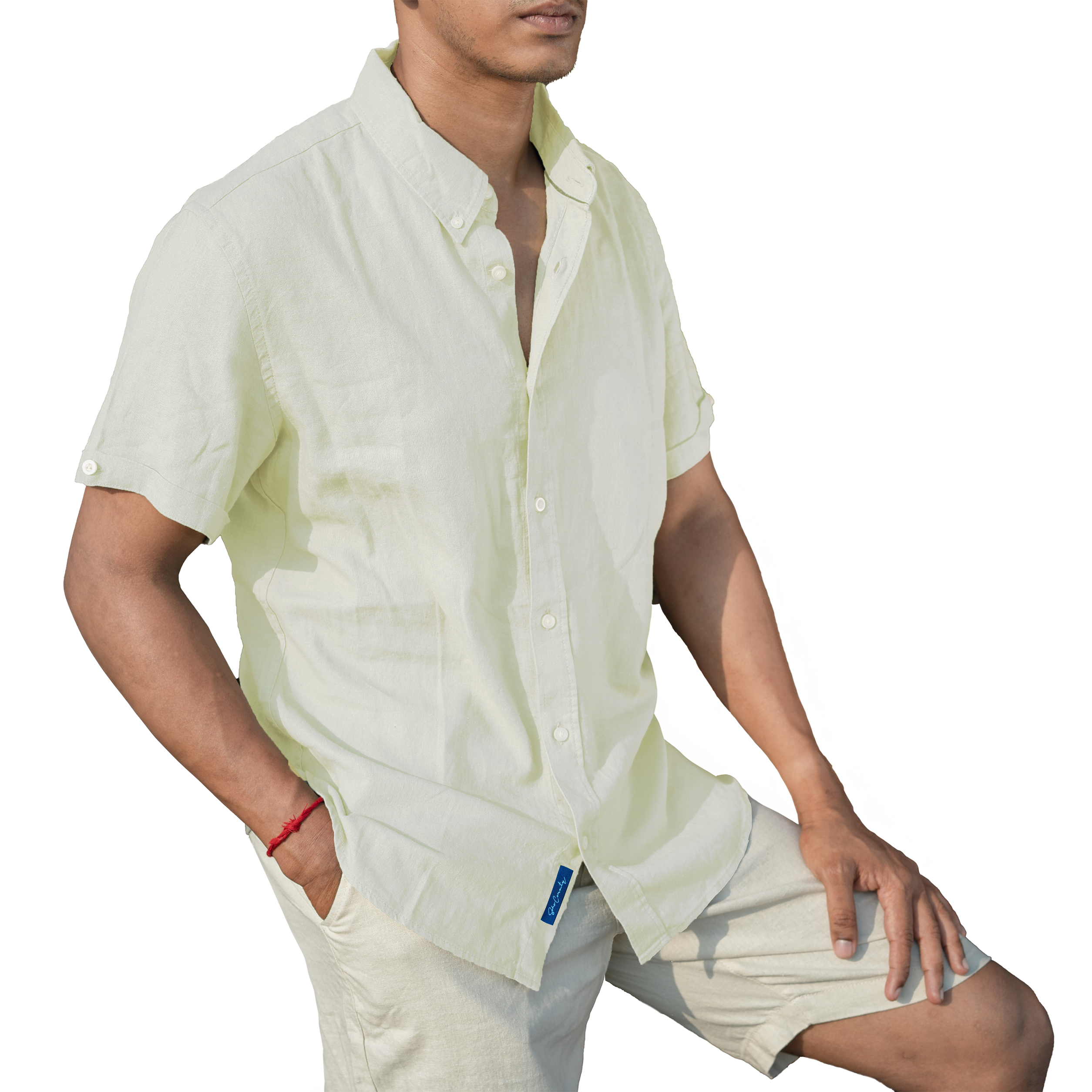 Men’s Linen Blend Short Sleeve Casual Shirt for Vacation, Holiday, Casual Party, Lightweight Button Down Shirt - Off-White