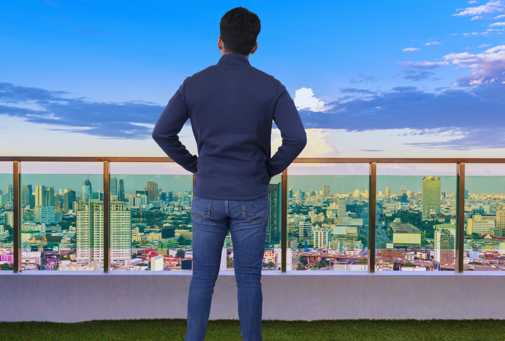 Men's Textured Fleece Jacket | Full-Zip Lightweight Outdoor Coat, Soft & Windproof - Navy