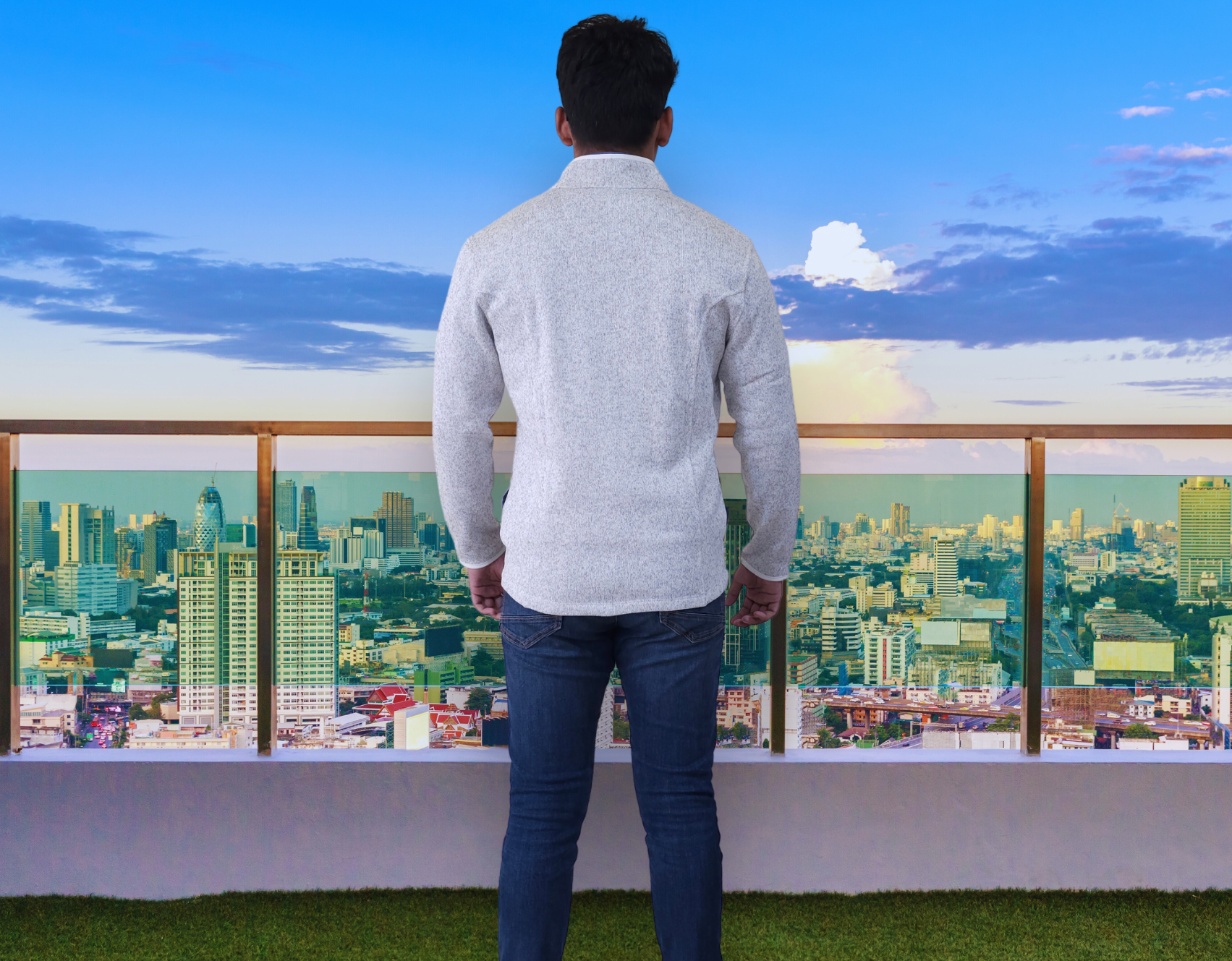 Men's Textured Fleece Jacket | Full-Zip Lightweight Outdoor Coat, Soft & Windproof - White