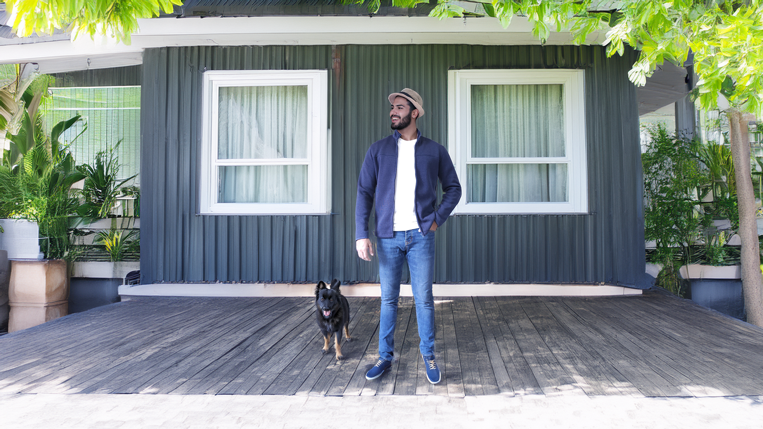 Men's Textured Fleece Jacket | Full-Zip Lightweight Outdoor Coat, Soft & Windproof - Navy