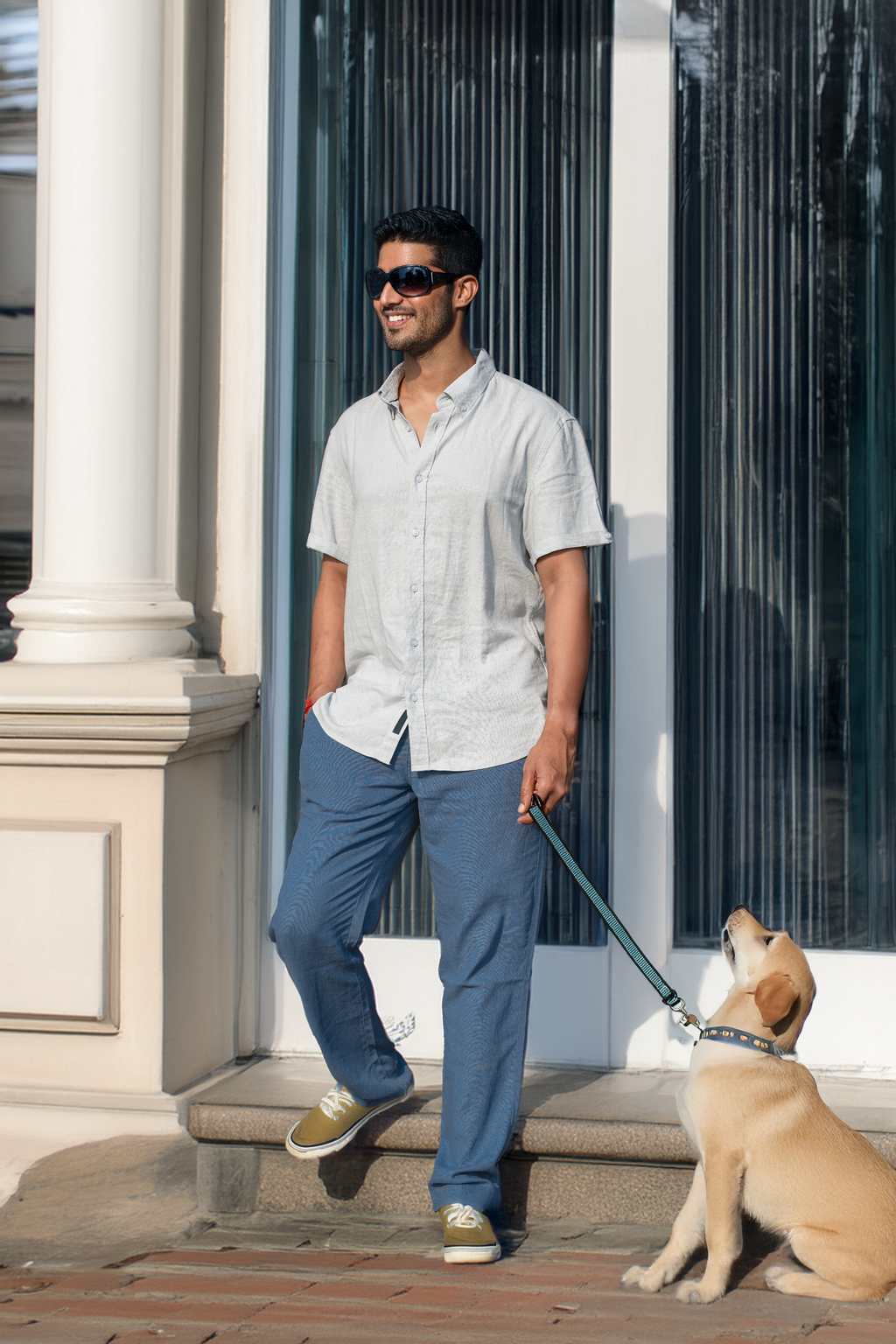 Men’s Linen Blend Short Sleeve Casual Shirt for Vacation, Holiday, Casual Party, Lightweight Button Down Shirt - Light Grey