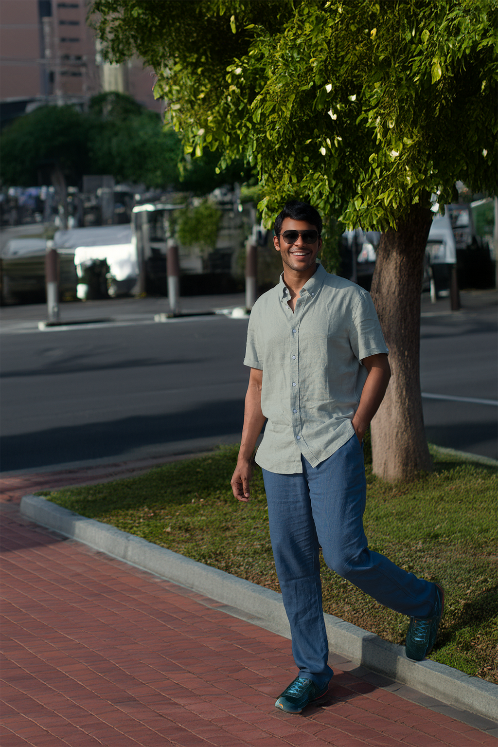 Men’s Linen Blend Short Sleeve Casual Shirt for Vacation, Holiday, Casual Party, Lightweight Button Down Shirt - Tea