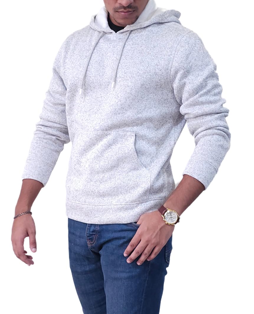 Men's Textured Fleece Hoodie Comfy Casual Soft Warm Outdoor Winter Spring Sweatshirt With Kangaroo Pockets