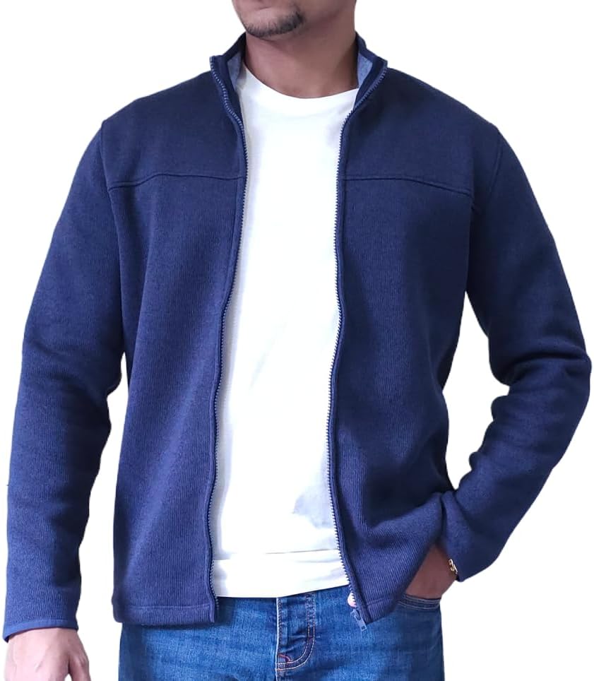 SOHOCOUNTY Men's Textured Fleece Full ZIP Lightweight Casual Jackets Soft Warm Windproof Outdoor Coats Sweatshirt