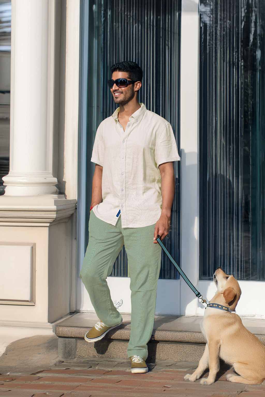 Men’s Linen Blend Short Sleeve Casual Shirt for Vacation, Holiday, Casual Party, Lightweight Button Down Shirt - Oatmeal