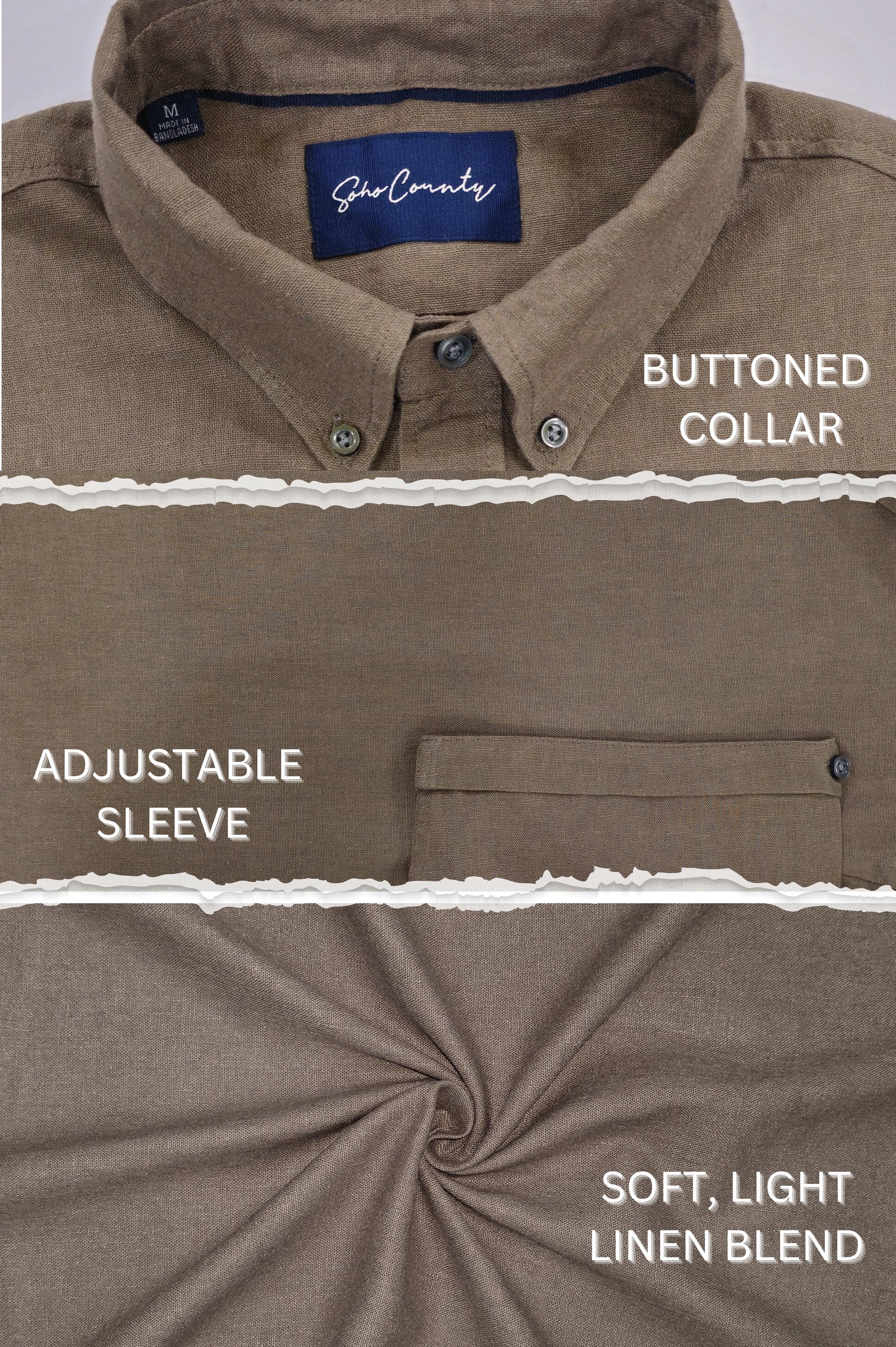 Men’s Linen Blend Short Sleeve Casual Shirt for Vacation, Holiday, Casual Party, Lightweight Button Down Shirt - Coffee