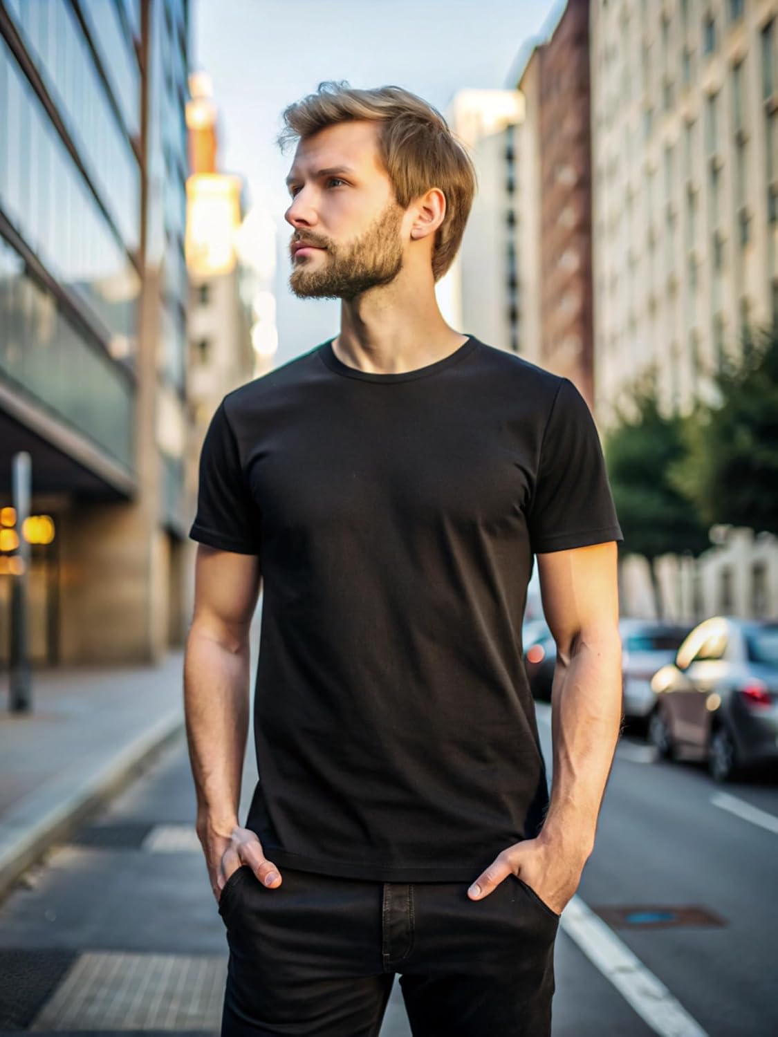 Men's Premium 5-Pack Cotton Assorted T-Shirts, True-to-Size Classic Fit, Breathable, Tag-Free Comfort