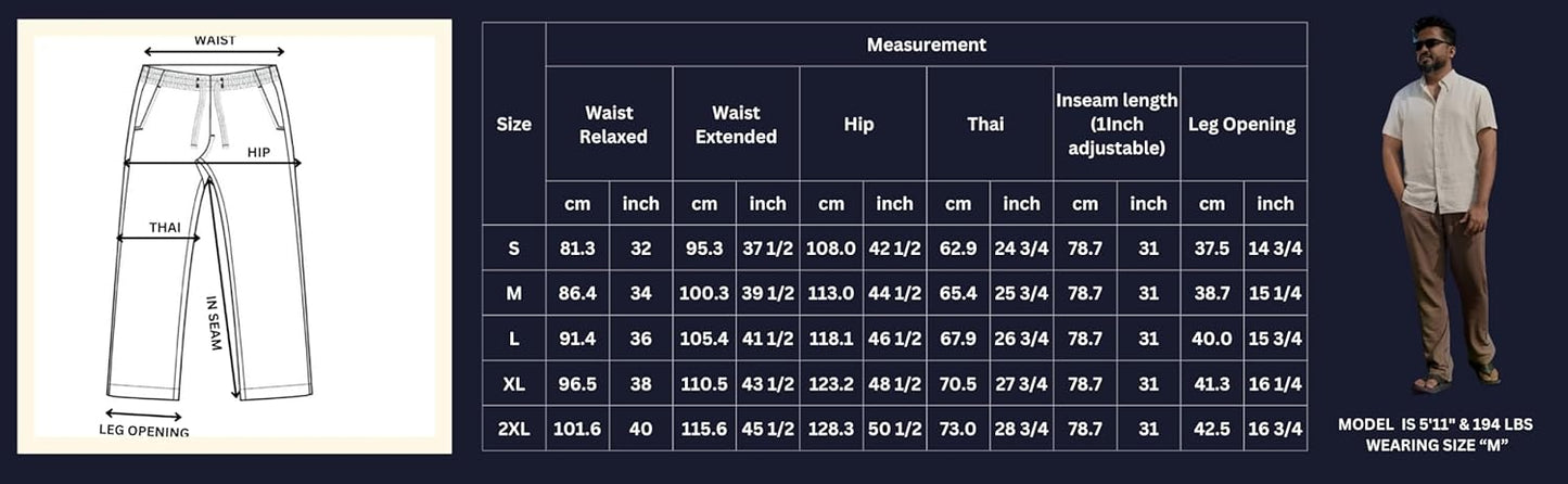 Men's Linen Blend Casual Lightweight Pants, Straight Legs, Functional, Comfortable Pants for a Relaxed Experience