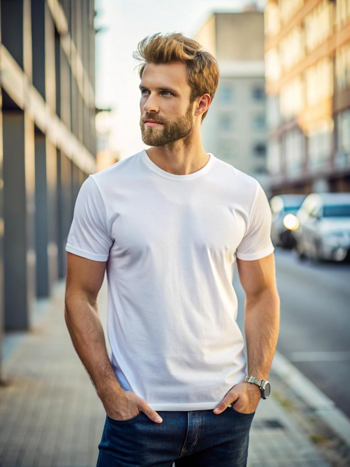 Men's Premium 5-Pack Cotton Assorted T-Shirts, True-to-Size Classic Fit, Breathable, Tag-Free Comfort