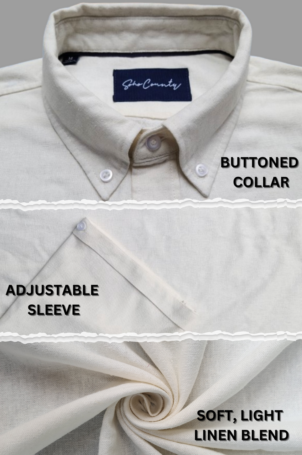 Men’s Linen Blend Short Sleeve Casual Shirt for Vacation, Holiday, Casual Party, Lightweight Button Down Shirt - Off-White