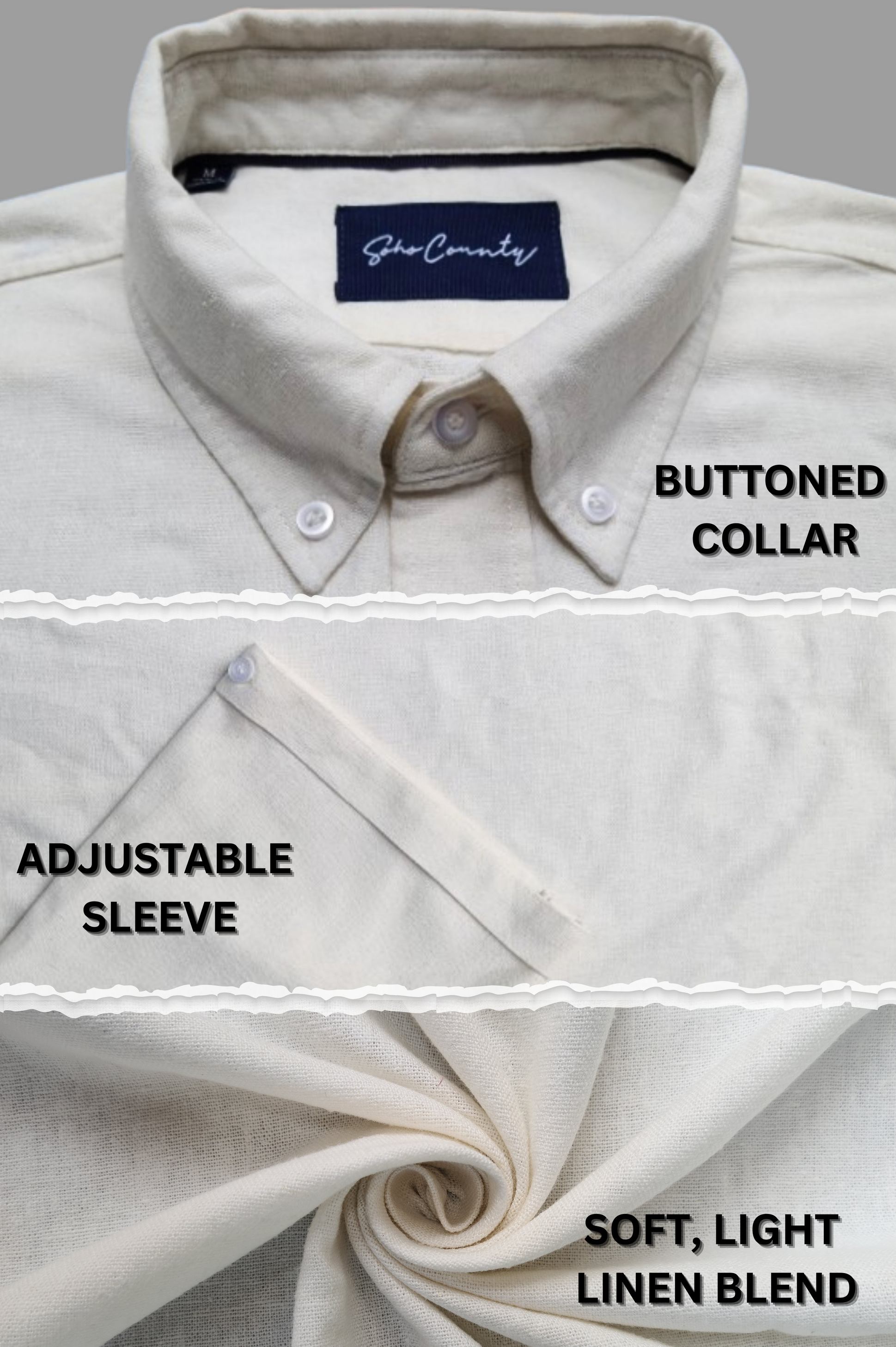 Men’s Linen Blend Short Sleeve Casual Shirt for Vacation, Holiday, Casual Party, Lightweight Button Down Shirt - Off-White