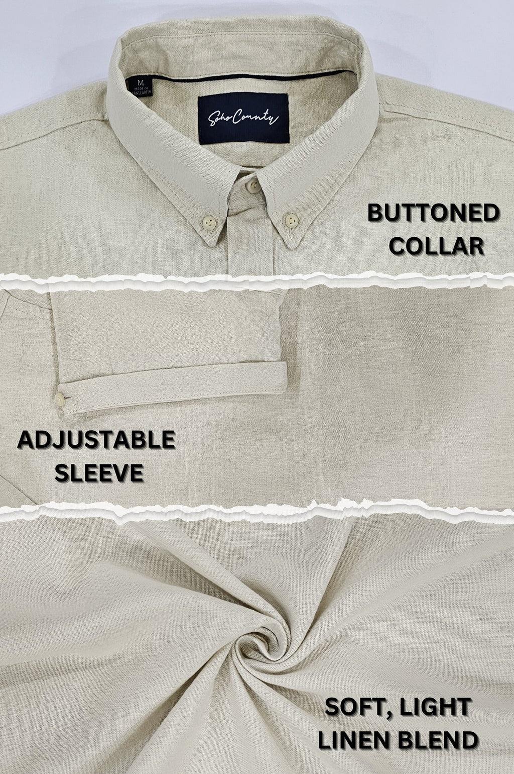 Men’s Linen Blend Short Sleeve Casual Shirt for Vacation, Holiday, Casual Party, Lightweight Button Down Shirt - Oatmeal