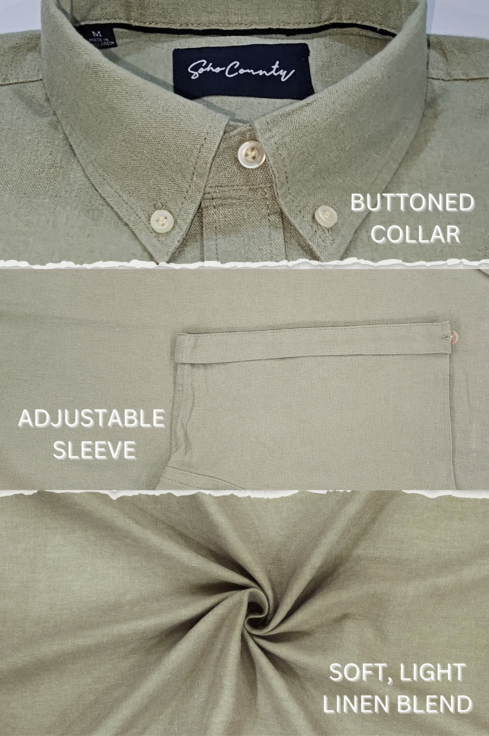 Men’s Linen Blend Short Sleeve Casual Shirt for Vacation, Holiday, Casual Party, Lightweight Button Down Shirt - Tea