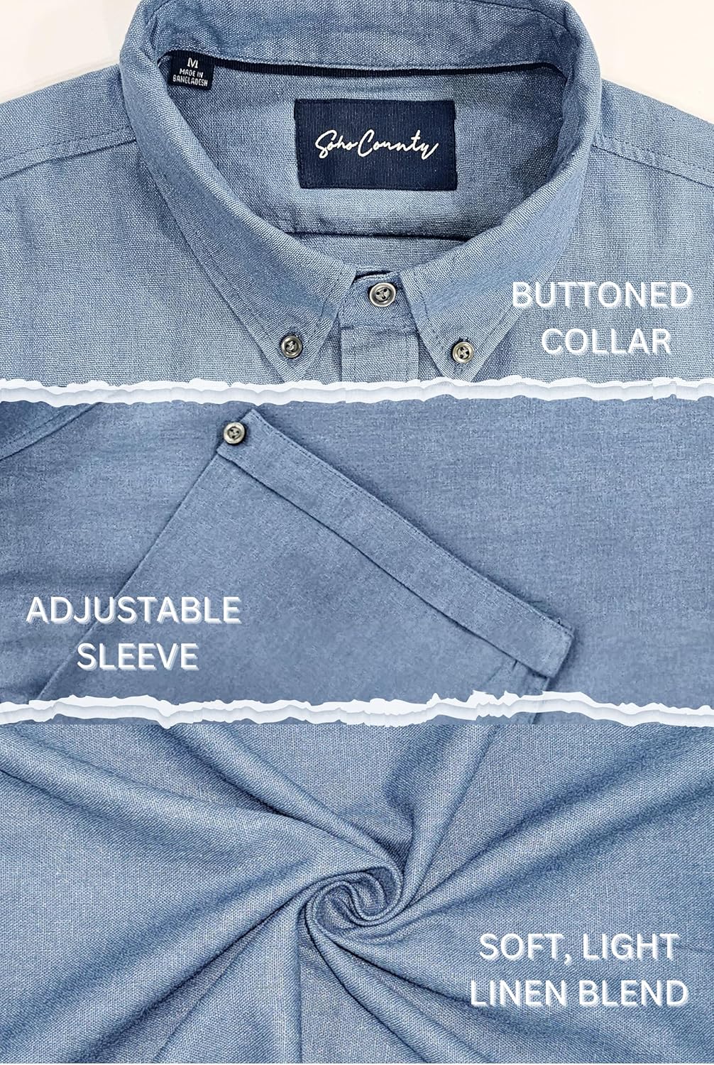 Men’s Linen Blend Short Sleeve Casual Shirt for Vacation, Holiday, Casual Party, Lightweight Button Down Shirt