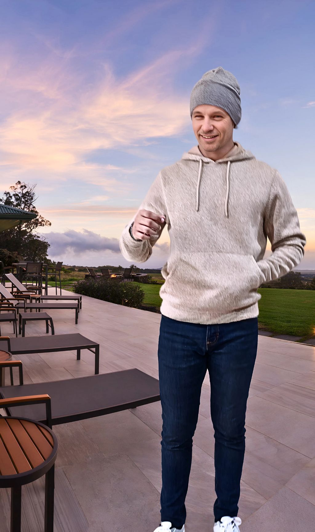 Men's Textured Fleece Hoodie Comfy Casual Soft Warm Outdoor Winter Spring Sweatshirt With Kangaroo Pockets - Brown