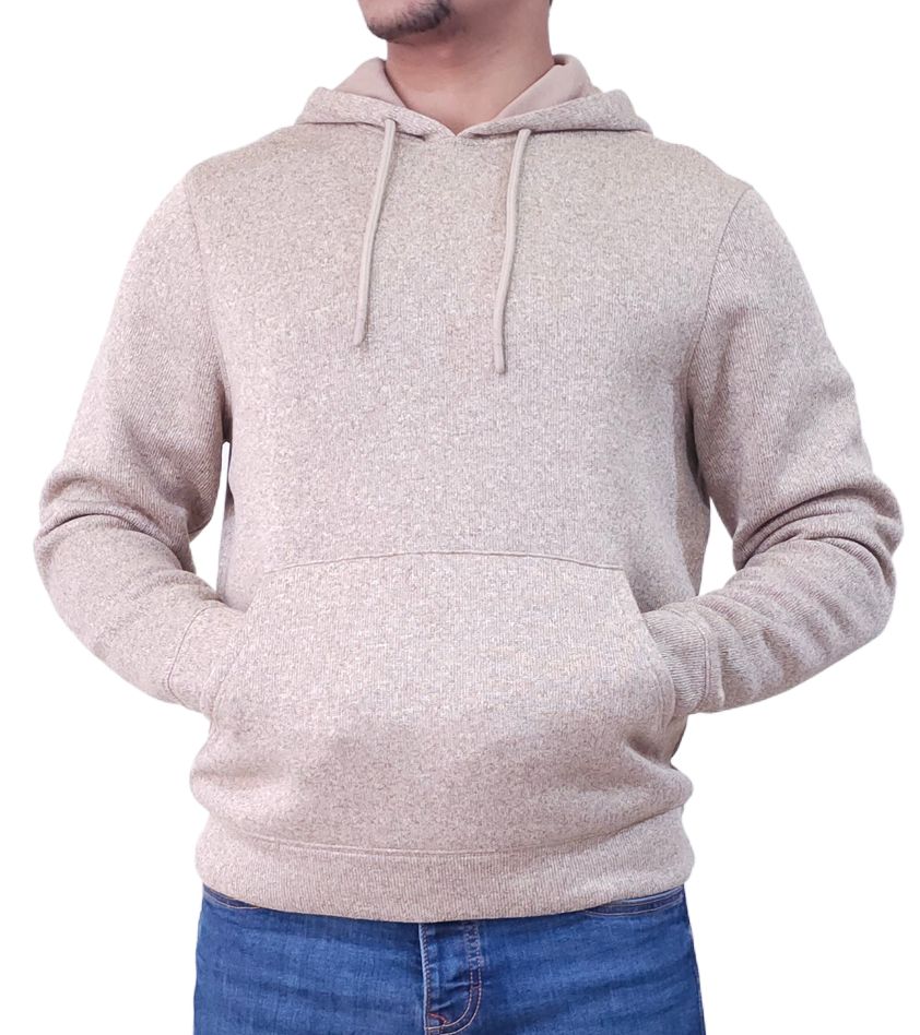 Men's Textured Fleece Hoodie Comfy Casual Soft Warm Outdoor Winter Spring Sweatshirt With Kangaroo Pockets - Brown