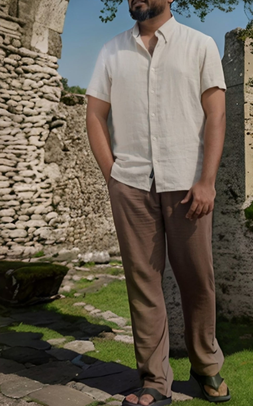 Men's Linen Blend Casual Lightweight Pants, Straight Legs, Functional, Comfortable Pants for a Relaxed Experience - Coffee