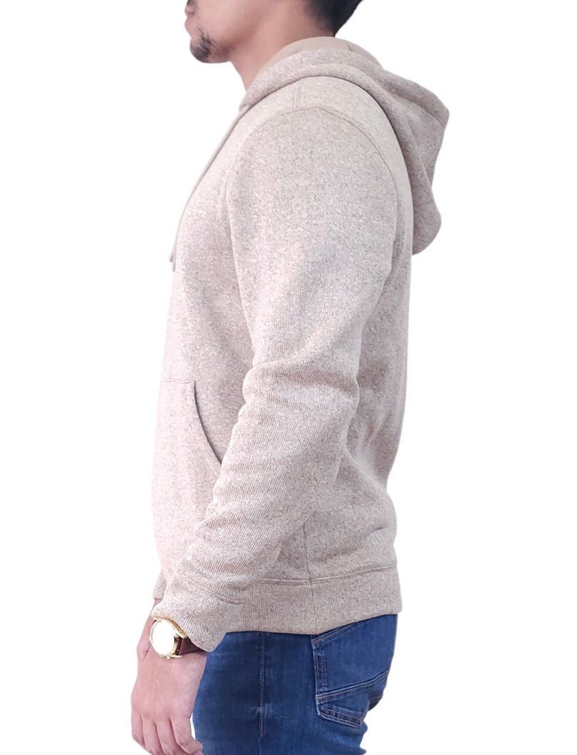 Men's Textured Fleece Hoodie Comfy Casual Soft Warm Outdoor Winter Spring Sweatshirt With Kangaroo Pockets - Brown