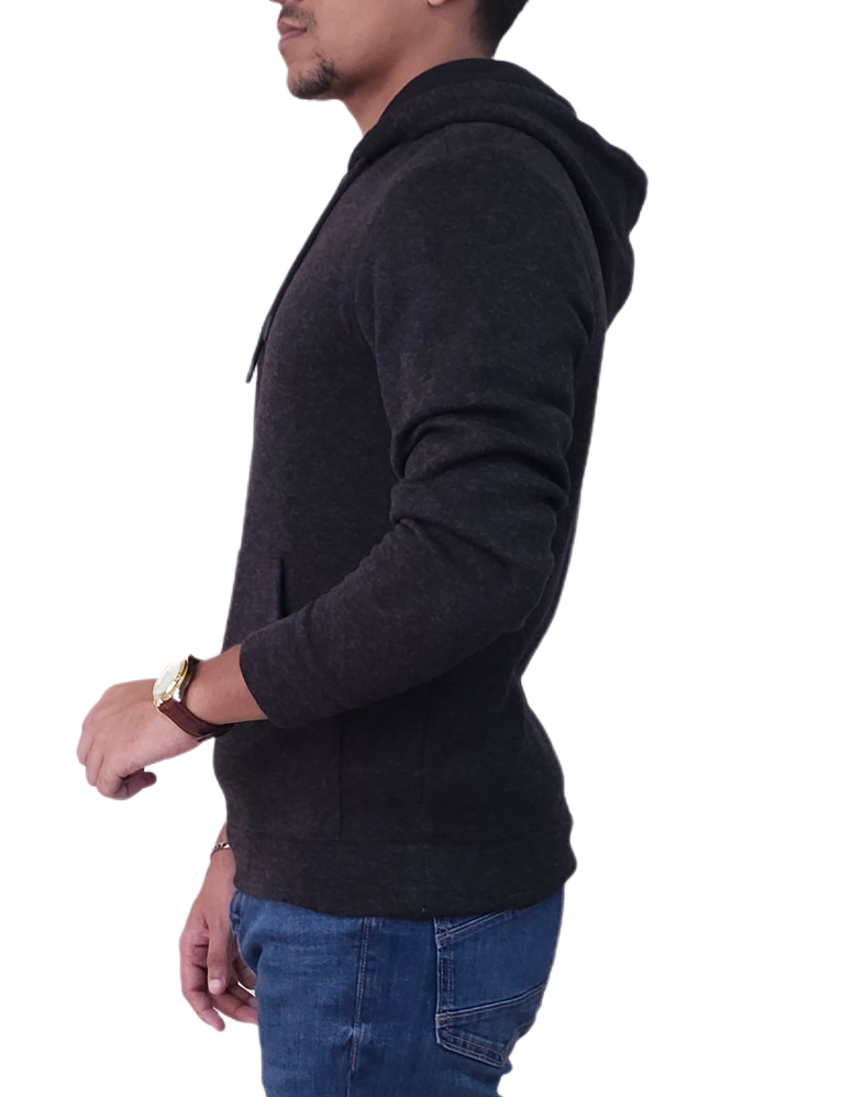 Men's Textured Fleece Hoodie Comfy Casual Soft Warm Outdoor Winter Spring Sweatshirt With Kangaroo Pockets - Black