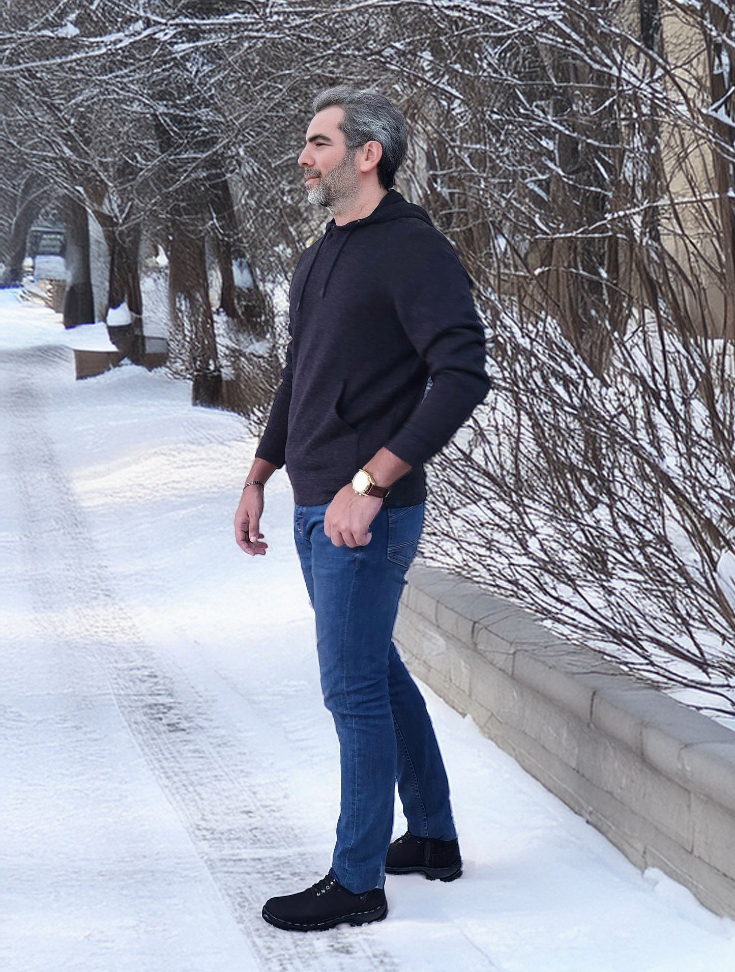 SOHO COUNTY Men's Textured Fleece Hoodie Comfey Casual Soft Warm Outdoor Winter Spring Sweatshirt With Kangaroo Pockets