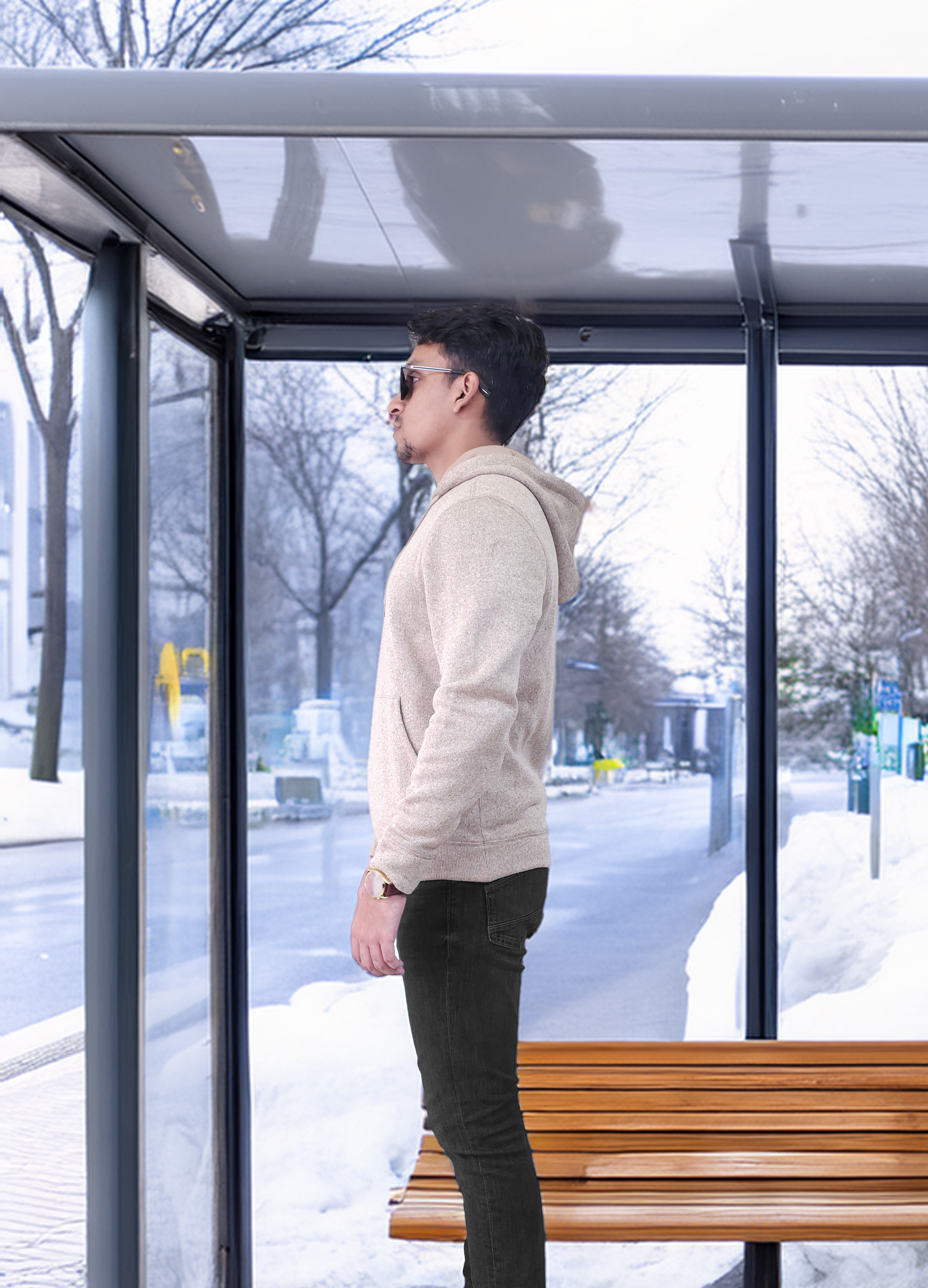 Men's Textured Fleece Hoodie Comfy Casual Soft Warm Outdoor Winter Spring Sweatshirt With Kangaroo Pockets - Brown