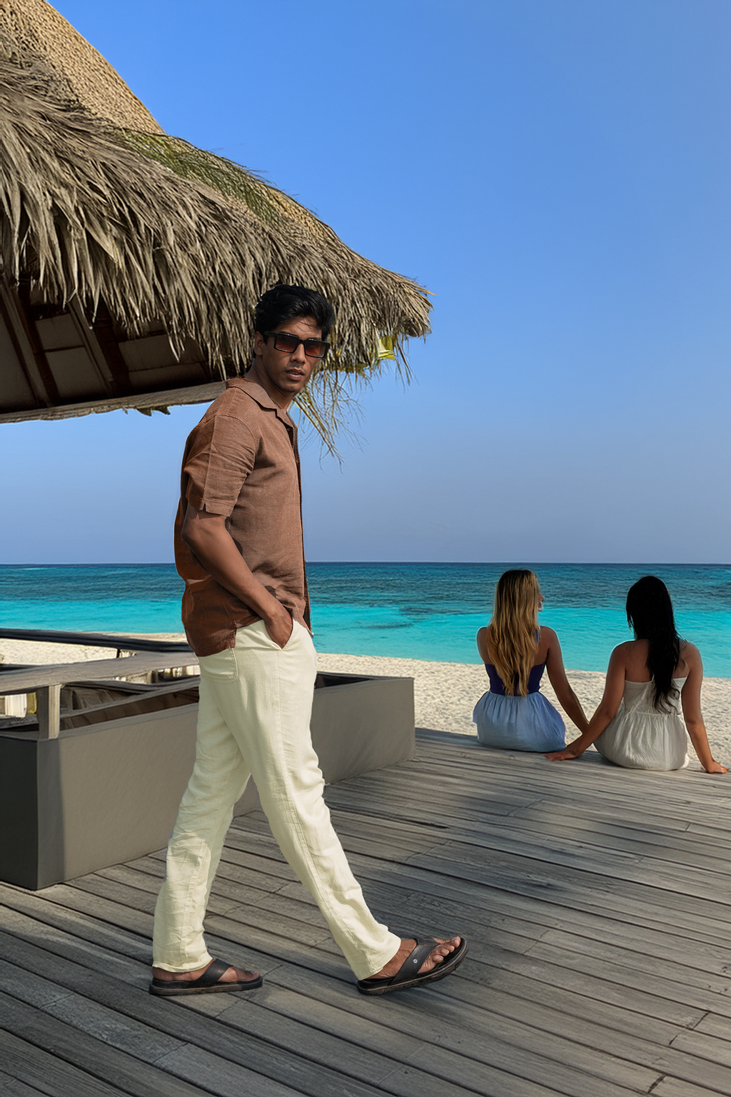 Men's Linen Blend Casual Lightweight Pants, Straight Legs, Functional, Comfortable Pants for a Relaxed Experience - Off White